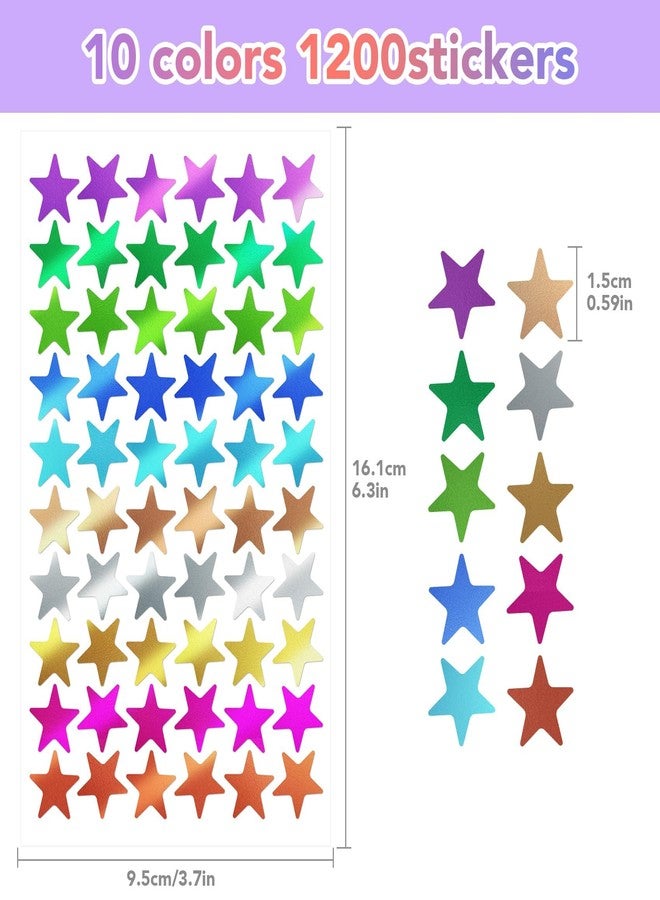 YBN Art and Craft Kit Combo Set - 10 Glitter Sheets, 20 A4 Colour Sheets, 4 Designer Pattern Scissors, 1200 Star Stickers with Glue | DIY Kit for School Projects | Stationery Supplies - Image 4